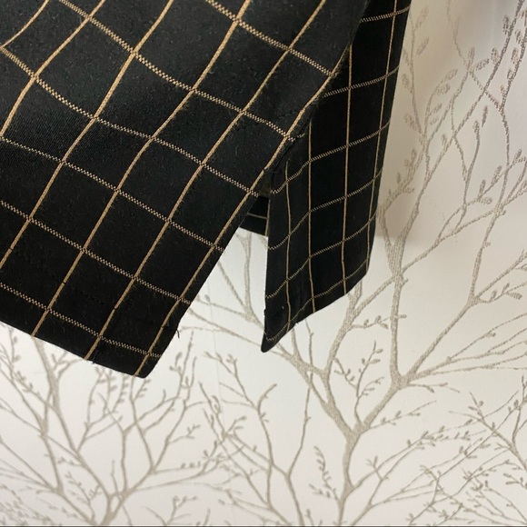 J. JILL Ponte Knit Black Tan Windowpane Grid Boat Neck Tunic Top Medium - Picture 7 of 12